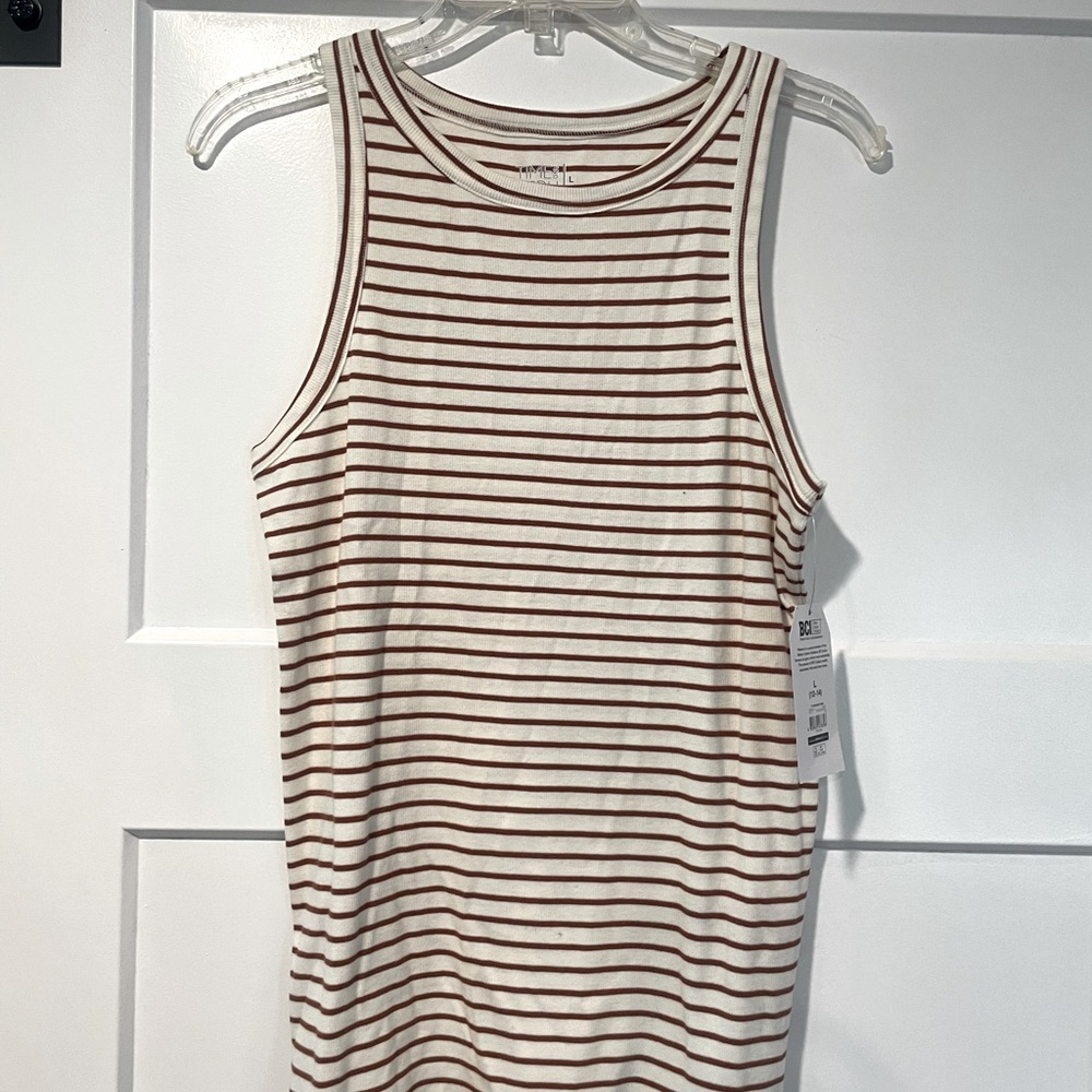 Time and Tru High Neck Tank top cinnamon Spice Stripped